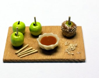 Miniature Caramel Apple Prep Board, Miniature Cutting Board, Ornament, Made to Order