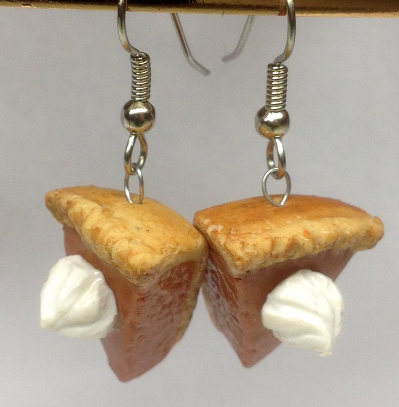 Pumpkin Pie Earrings, Polymer Clay Jewelry, Made to order image 2