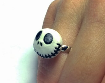 Jack Skellington Adjustable Ring, polymer clay jewelry, Made to Order