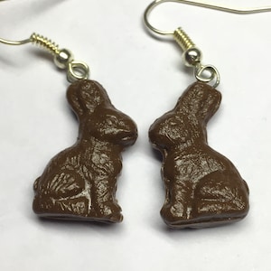 Milk Chocolate Easter Bunny Earrings, polymer clay, handmade, made to order