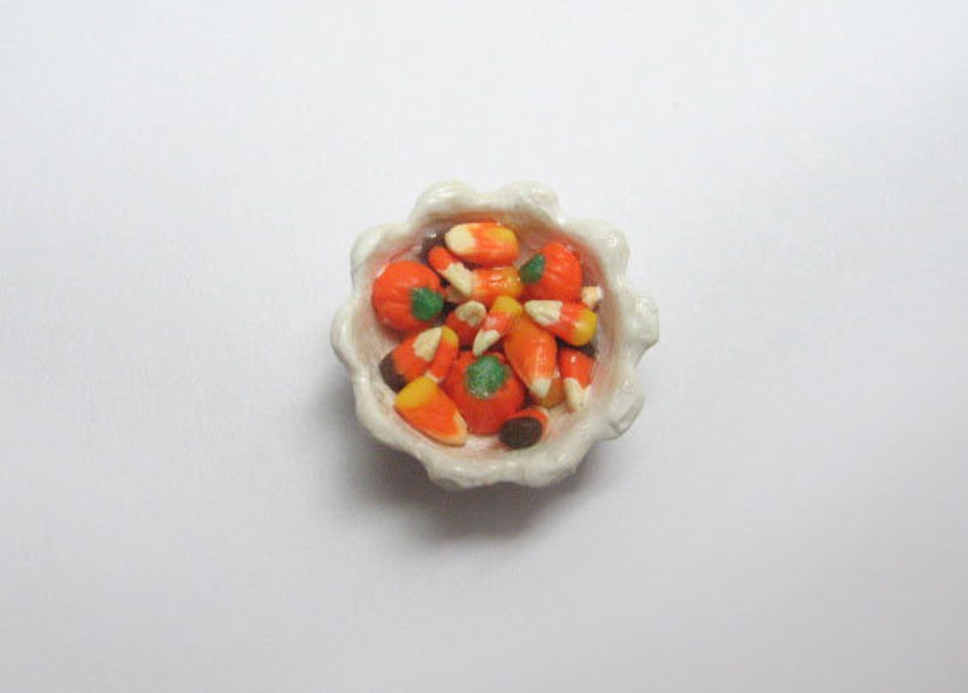 Dollhouse Miniature Candy Corn Bowl, 1:12 Scale Halloween Candy, Fall ...
