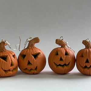 Miniature Dollhouse Jack -o&#39;- Lantern Earrings, Halloween Pumpkin, Fun Holiday Earrings, Haunted Halloween, Fall Halloween Miniature Jewelry
