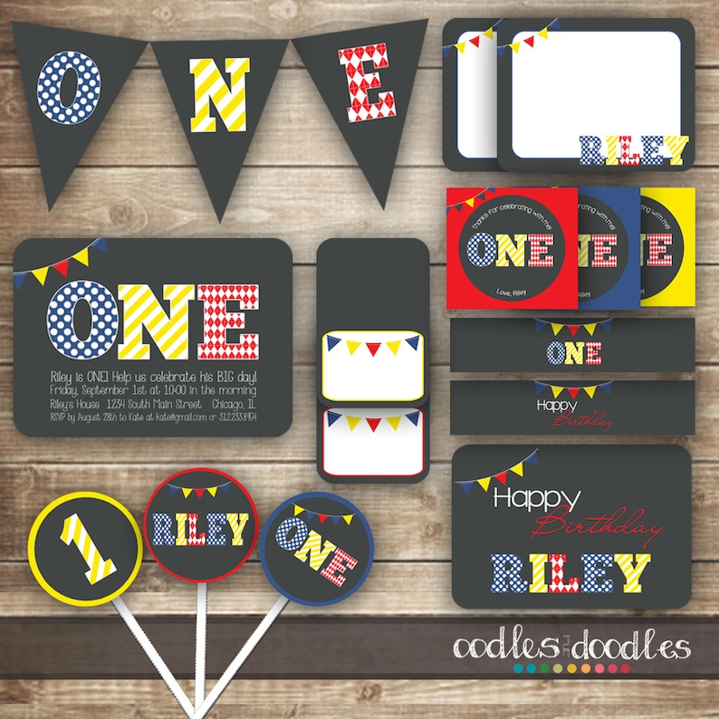 First Birthday Chalkboard Sign Printable or Printed First Birthday Photo Prop Red White and Blue 1st Birthday Boy ONE