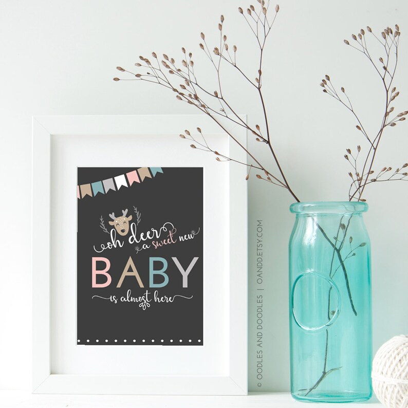 Oh Deer Baby Shower Sign Woodland Baby Shower Decorations Etsy