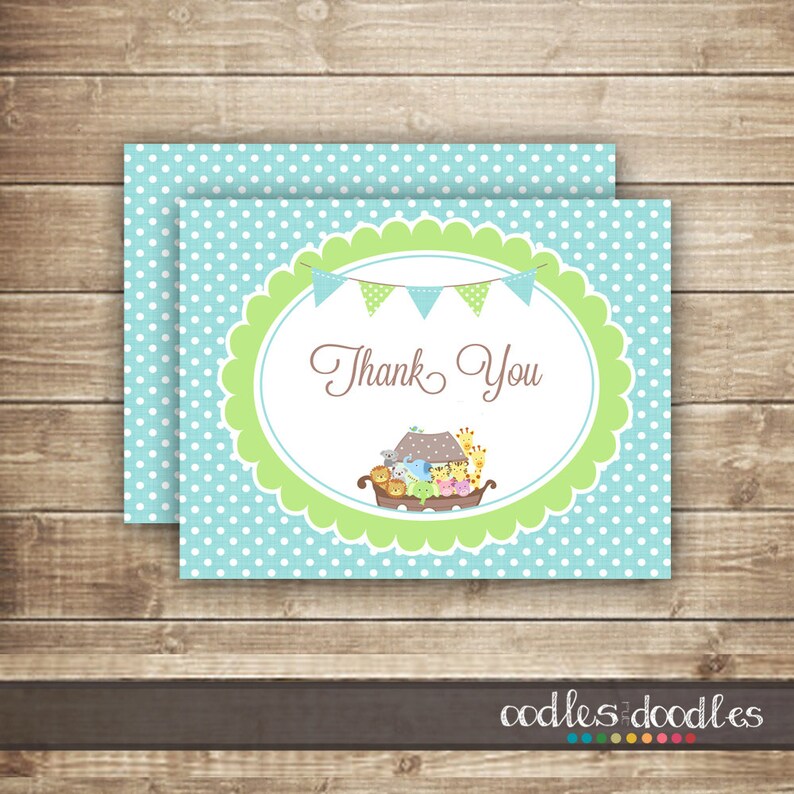Personalised Boys Noah/'s Ark Thank you Note Cards Christening envelopes x 10