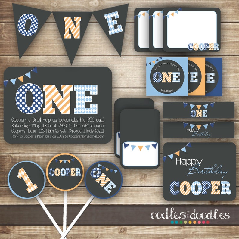 First Birthday Chalkboard Sign Printable or Printed First Birthday Photo Prop Red White and Blue 1st Birthday Boy ONE