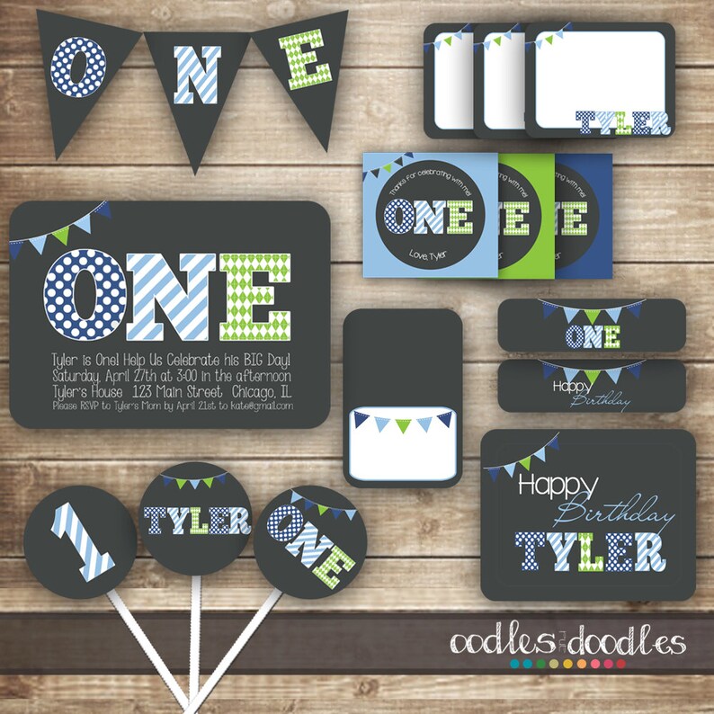 First Birthday Chalkboard Sign Printable or Printed First Birthday Photo Prop Red White and Blue 1st Birthday Boy ONE