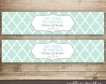 Personalized Wedding Water Bottle Labels / Wedding Bridal Shower / Anniversary, Engagement Party / Customized Water Bottle Label - Printable