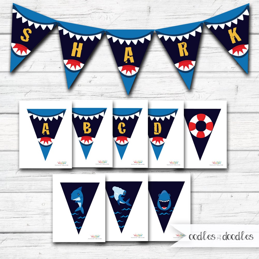 shark-banner-bunting-shark-birthday-banner-shark-printables-etsy