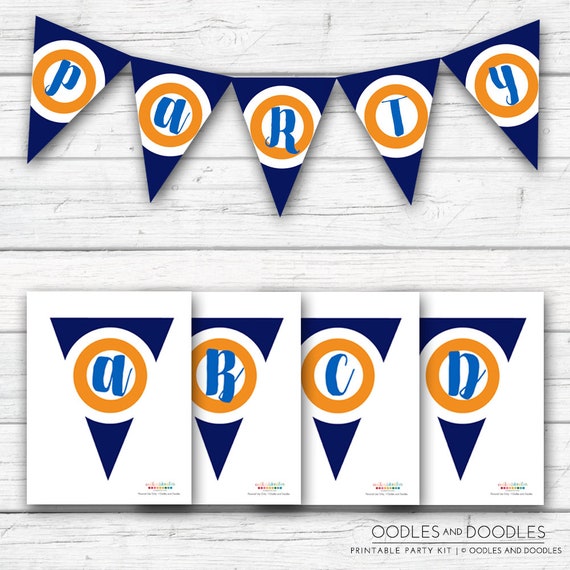 blue and orange dart gun blaster banner boys birthday etsy create your own birthday banner