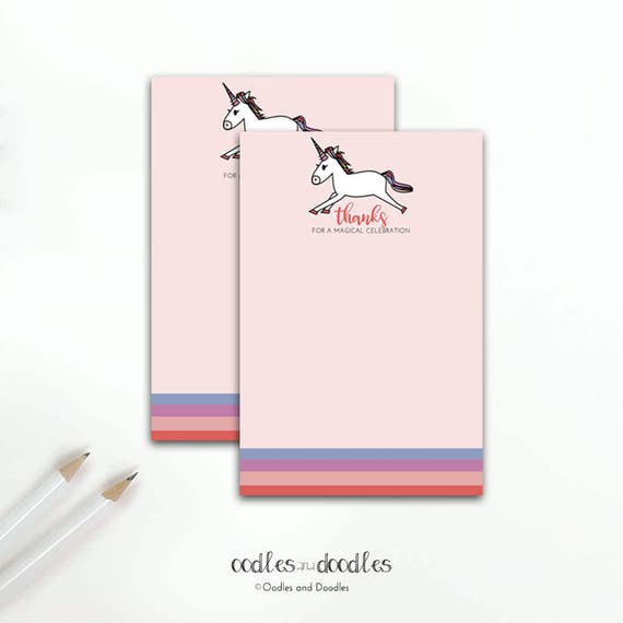 unicorn birthday thank you note unicorn stationery rainbow unicorn printable note card