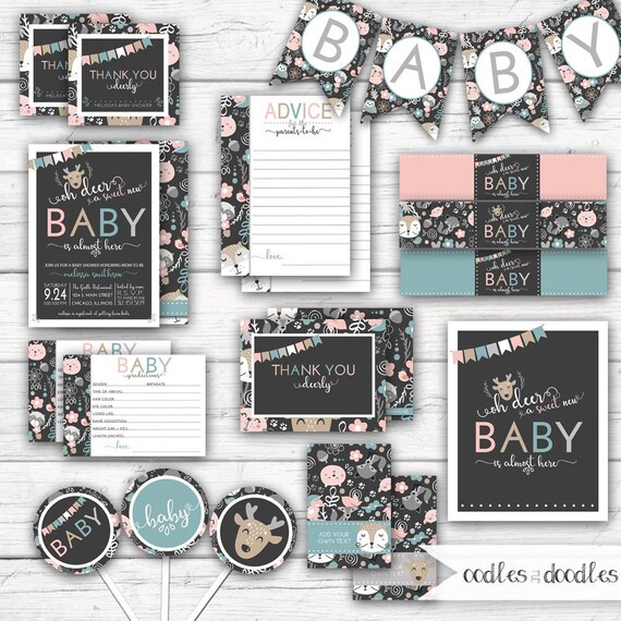 Oh Deer Baby Shower Decorations Invitation Woodland Baby Shower