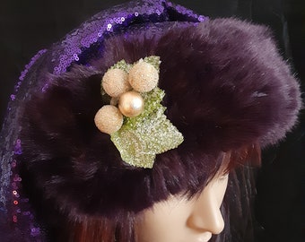 purple and gold santa hat