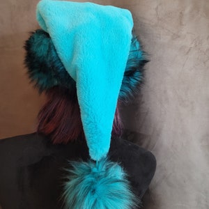 Teal Santa Hat With Luxury Teal and Black Trim - Etsy