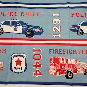 Fire Truck, Policeman, First Responders Fabric by the Yard