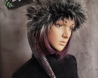 Sleek Gunmetal Gray Sequin Santa Hat with Luxurious Black Trim