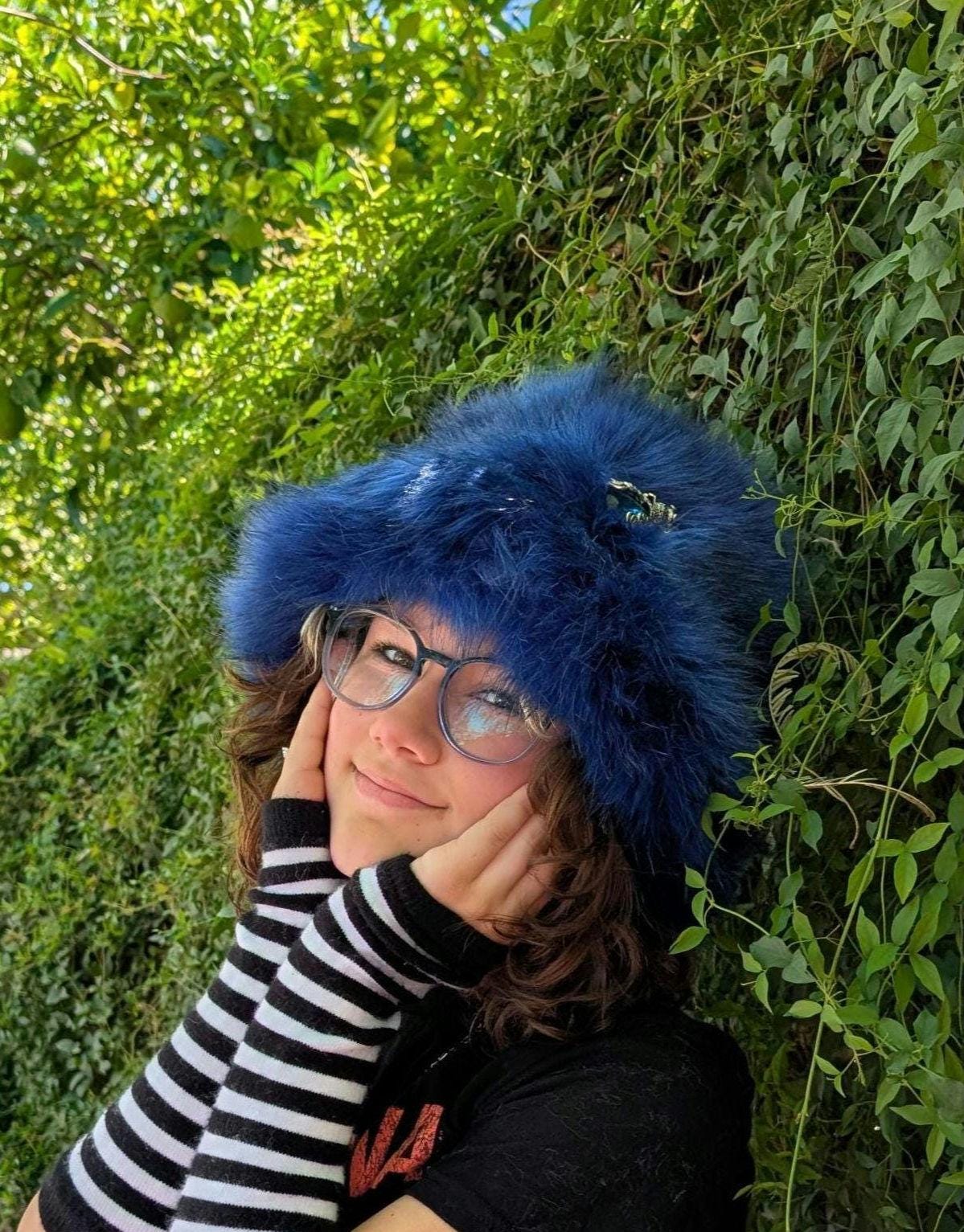 Furry Blue Bucket Hat - Etsy display picture 3