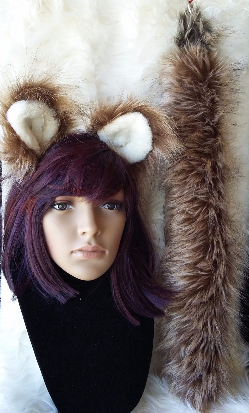 Brown wolf tail and ears Etsy