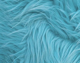 Teal Shag Faux Fur by the Yard or Half Yard with all Faux Fur