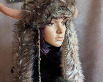 Trapper Hat Brown Natural Faux Fur Ushanka Bomber - Etsy display picture 3