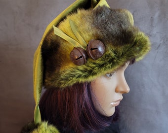 Mossy Green Forest Nymph Santa Hat