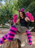 Cheshire Cat Fur Costume Set: Ears, Tail, Cuffs & Fluffies