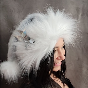 Silver Gray Santa Hat with Bells Option