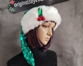 Gorro De Navidad Largo Con Lentejuelas Doradas – 75x31 Cm, Forro Interior Suave, Ideal Para Fiestas, Mercados Y Nochevieja