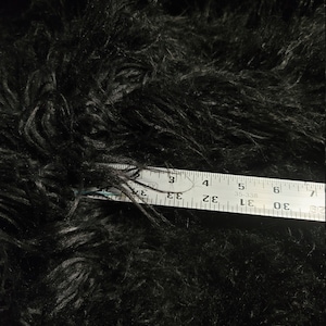 Black Curly Yak Faux Fur, Shaggy Black Fur by the Yard or Half Yard