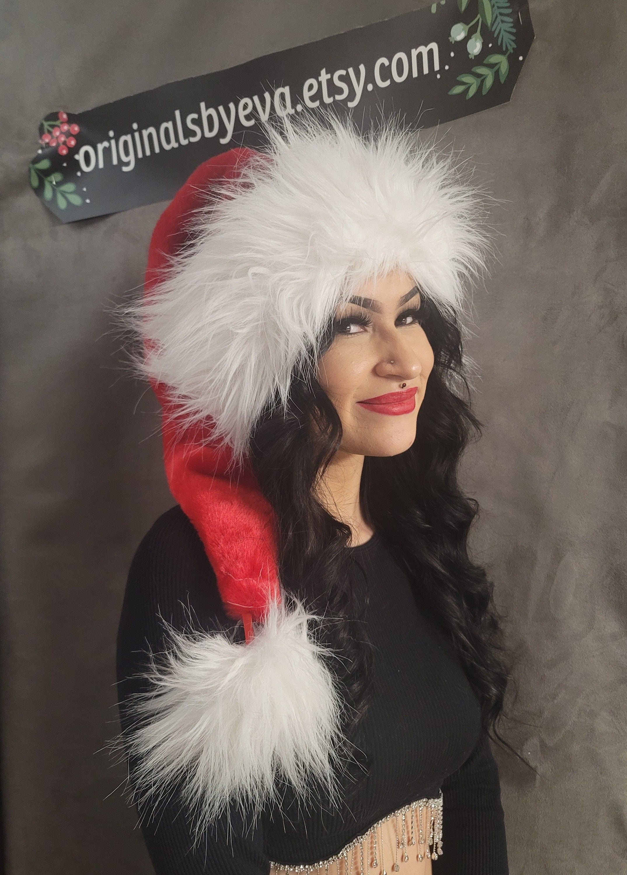 Festive Red Santa Hat With Luxury White Fur Trim - Etsy