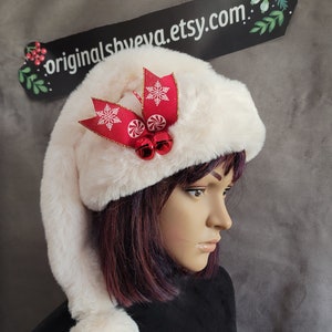 FAUX Polar Bear Santa Hat