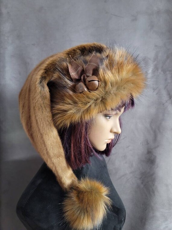 Brown Tissavel Santa Hat With Brown Faux Fur Trim - Etsy