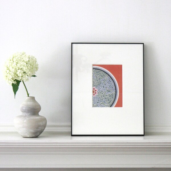 Art Deco Motif | Reproduction | Orange Blue Art Deco Motif | Unusual Wall Art | 11 x 14 inches