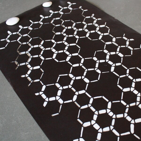 Honeycomb Japanese Katagami Vintage Stencil c. 1910- 1950 18 x 30.5 inches