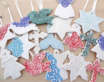 Ceramic Christmas Tree Decorations. Christmas tree ornaments. Christmas gift, teachers gift