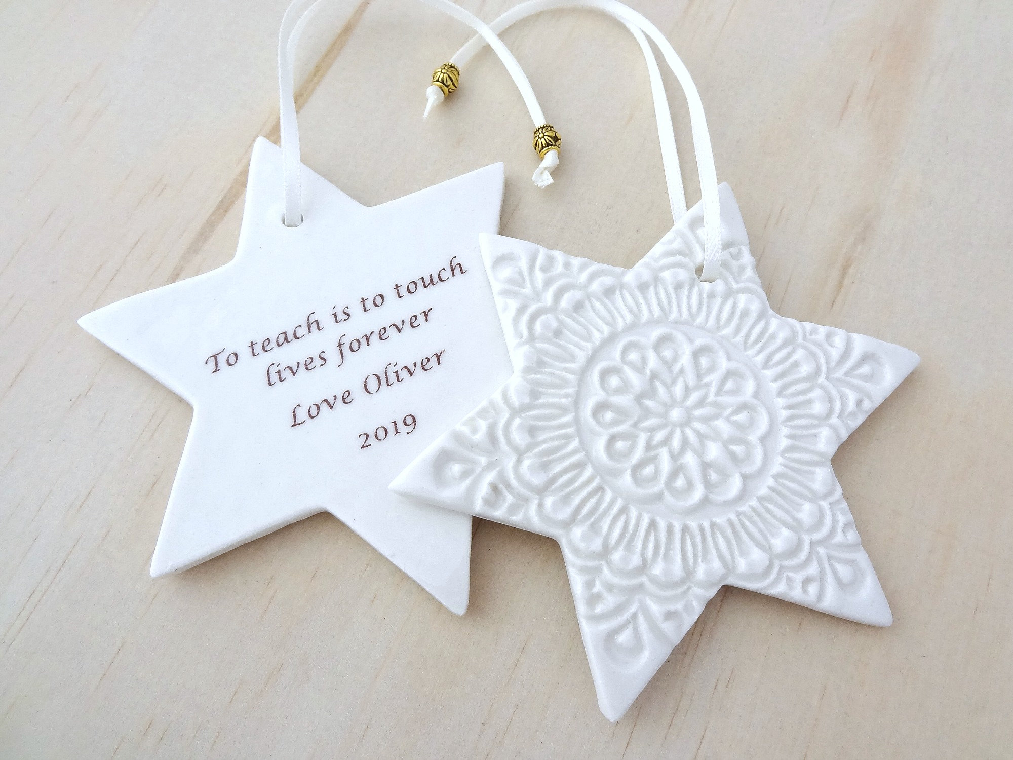 Personalised Christmas ornament. Ceramic Christmas holiday decoration…