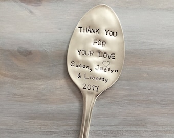 Thank You For custom gift -Repurposed vintage hand stamped silverware