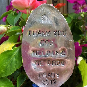 Thank You For Helping Me Grow-LARGE Repurposed vintage hand stamped silverware image 4