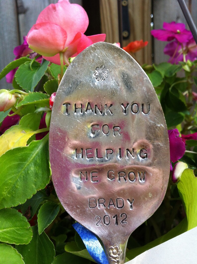 Thank You For Helping Me Grow-LARGE Repurposed vintage hand stamped silverware image 4