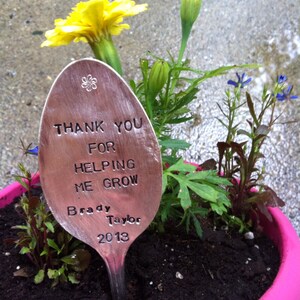 Thank You For Helping Me Grow-LARGE Repurposed vintage hand stamped silverware image 1