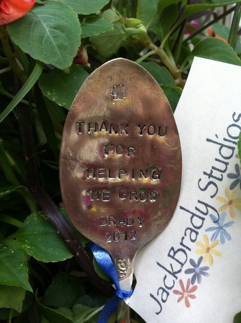 Thank You For Helping Me Grow-LARGE Repurposed vintage hand stamped silverware image 5