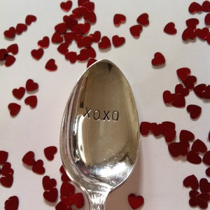 XOXO Love Engagement Anniversary Wedding - Repurposed vintage hand stamped spoon