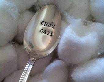 Snow day-Repurposed vintage hand stamped spoon