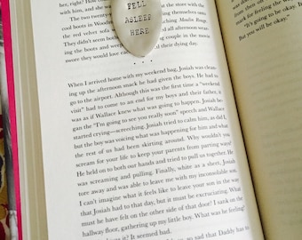 Fell Asleep Here Bookmark Spoon-Repurposed vintage hand stamped silverware
