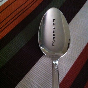 Thankful-Repurposed vintage hand stamped teaspoon