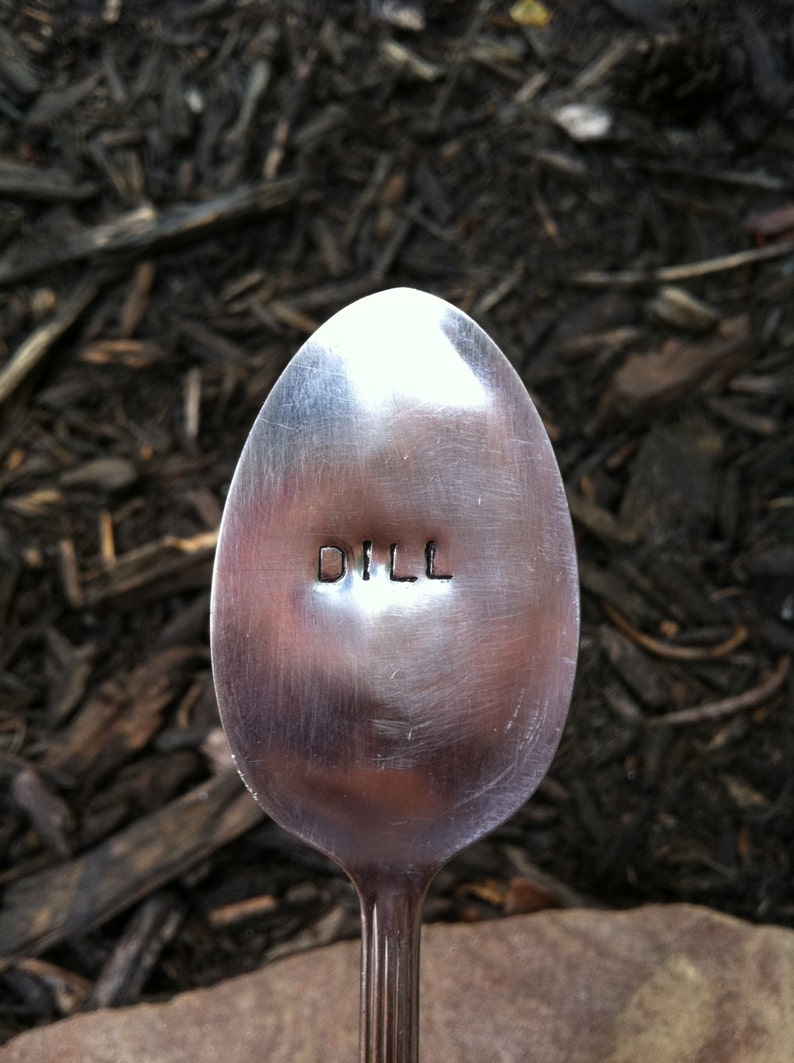 Garden/Plant/Herb markers-set of 3. Repurposed vintage hand stamped silverware image 2