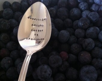 Everything tastes better at grandmas-Repurposed vintage hand stamped spoon