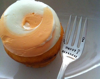 Happy Birthday-Repurposed vintage hand stamped fork