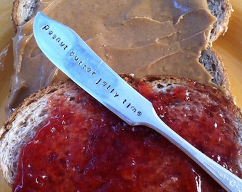 Peanut Butter Jelly Time -Repurposed vintage hand stamped spreader