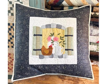 PDF Cottage Charm Wool Applique Pillow or Wall Hanging Digital Pattern Template